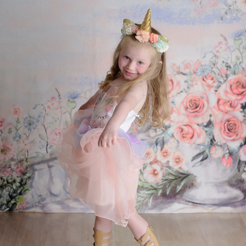 Peach Unicorn Embroidery Tutu Dress - Picture 2 of 3